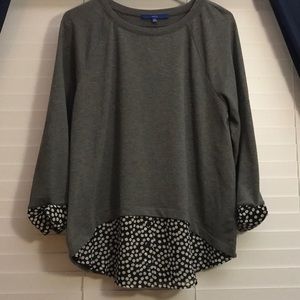 Gray Long Sleeve Top w/Polkadot underlay